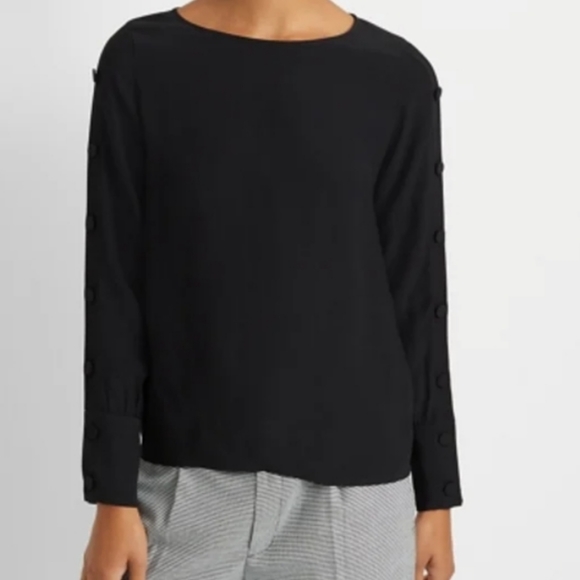 Club Monaco black button lined sleeve detailed blouse XS - Picture 3 of 7